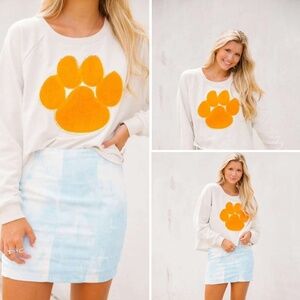 Judith March Varsity chenille patch Tiger paw pullover- medium Clemson BNWT